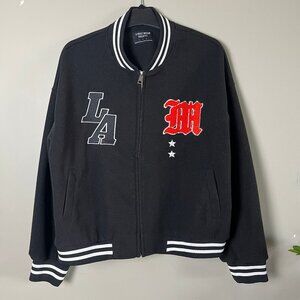 Streetwear Society Varsity Bomber Jacket – Black, Embroidered LA / M, Size L